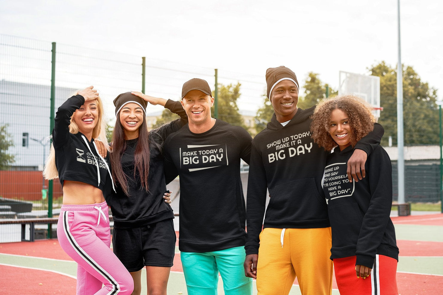 BIG DAY® Motivation Collection - Group of friends wearing black hoodies and long sleeves apparel