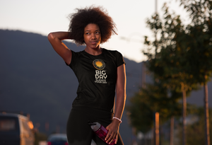 Women's BIG DAY® Apparel & Accessories Collection - woman wearing BIG DAY Elevate Your Day black t-shirt