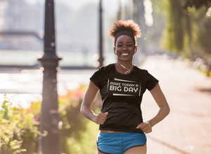 BIG DAY Motivation Collection - Woman running while wearing black Make Today A BIG DAY T-shirt