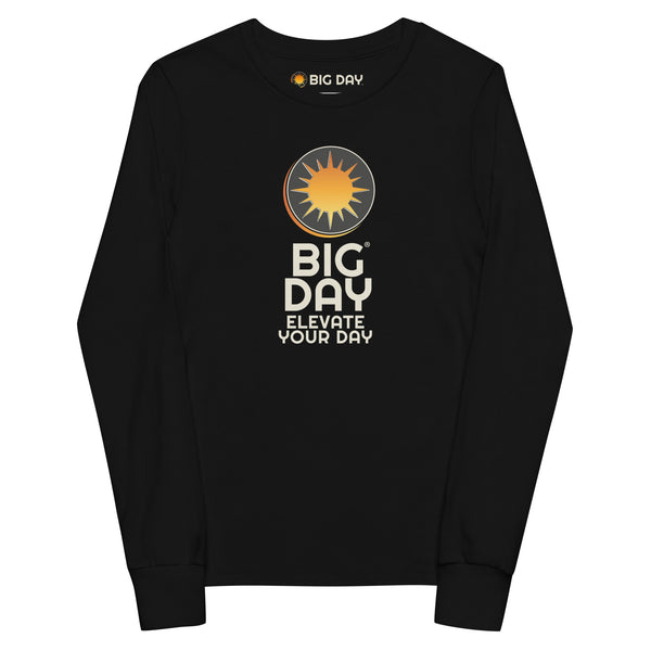 Kids BIG DAY Vertical Long Sleeve - Black Front