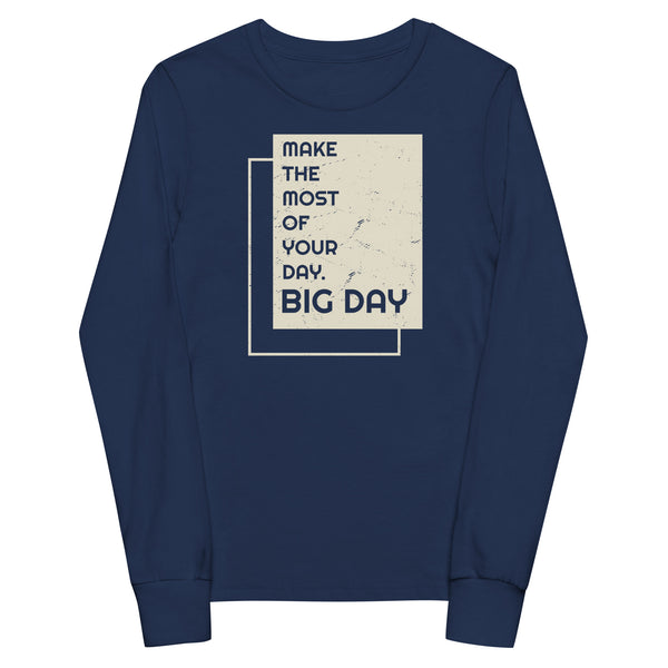 Kids Make The Most Of Your Day Long Sleeve - Navy Front View