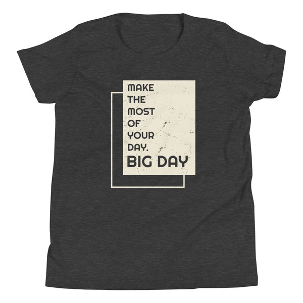 Kids Make The Most Of Your Day T-Shirt - Dark Grey Heather Front View